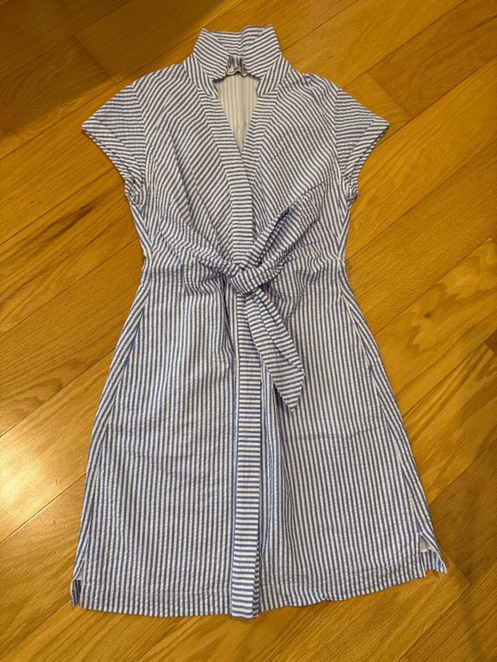 Vineyard Vines Women’s Striped Tie-Waist Shirt Dress in Blue and White Size 2